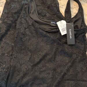 Bebe Charcoal Lace Sleeveless maxi dress med